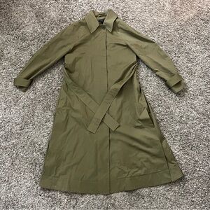 COS olive green belted button up trench coat size 4